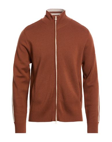 Man Cardigan Rust Size L Merino Wool