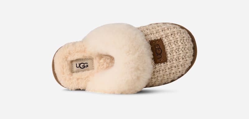® Toddlers' Cozy II Knit Sheepskin Slippers in Cream