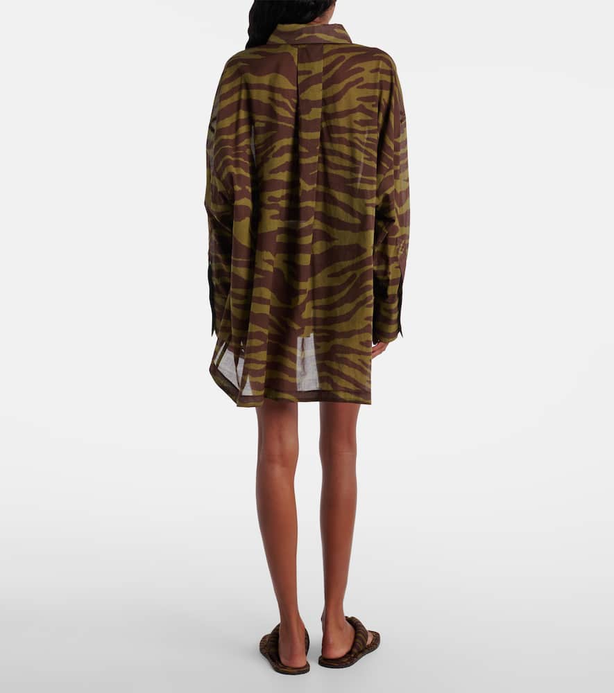Zebra-print cotton muslin shirt