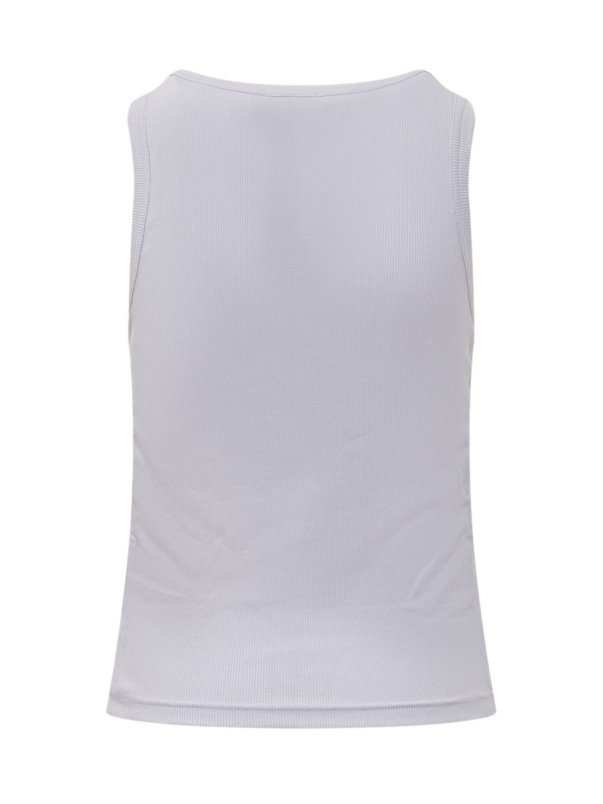 White Knitted Scoop Neck Top