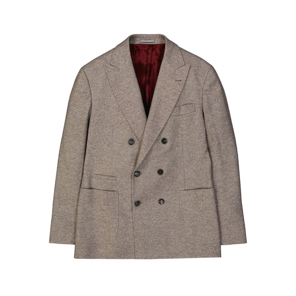 Double-Breasted Wool Blazer — Beige