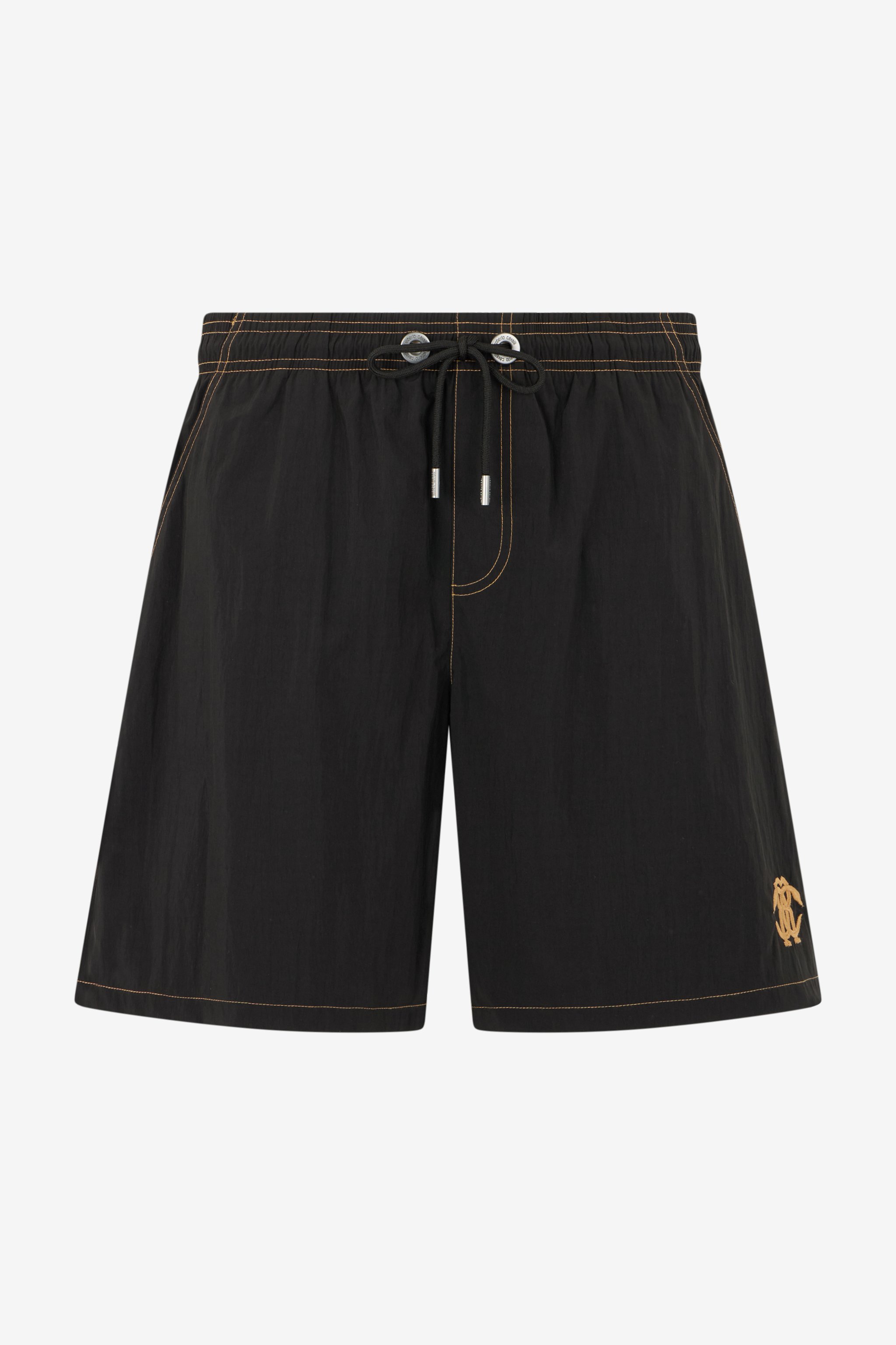 Black Swimsuit Boxer Shorts With Contrast Stitching