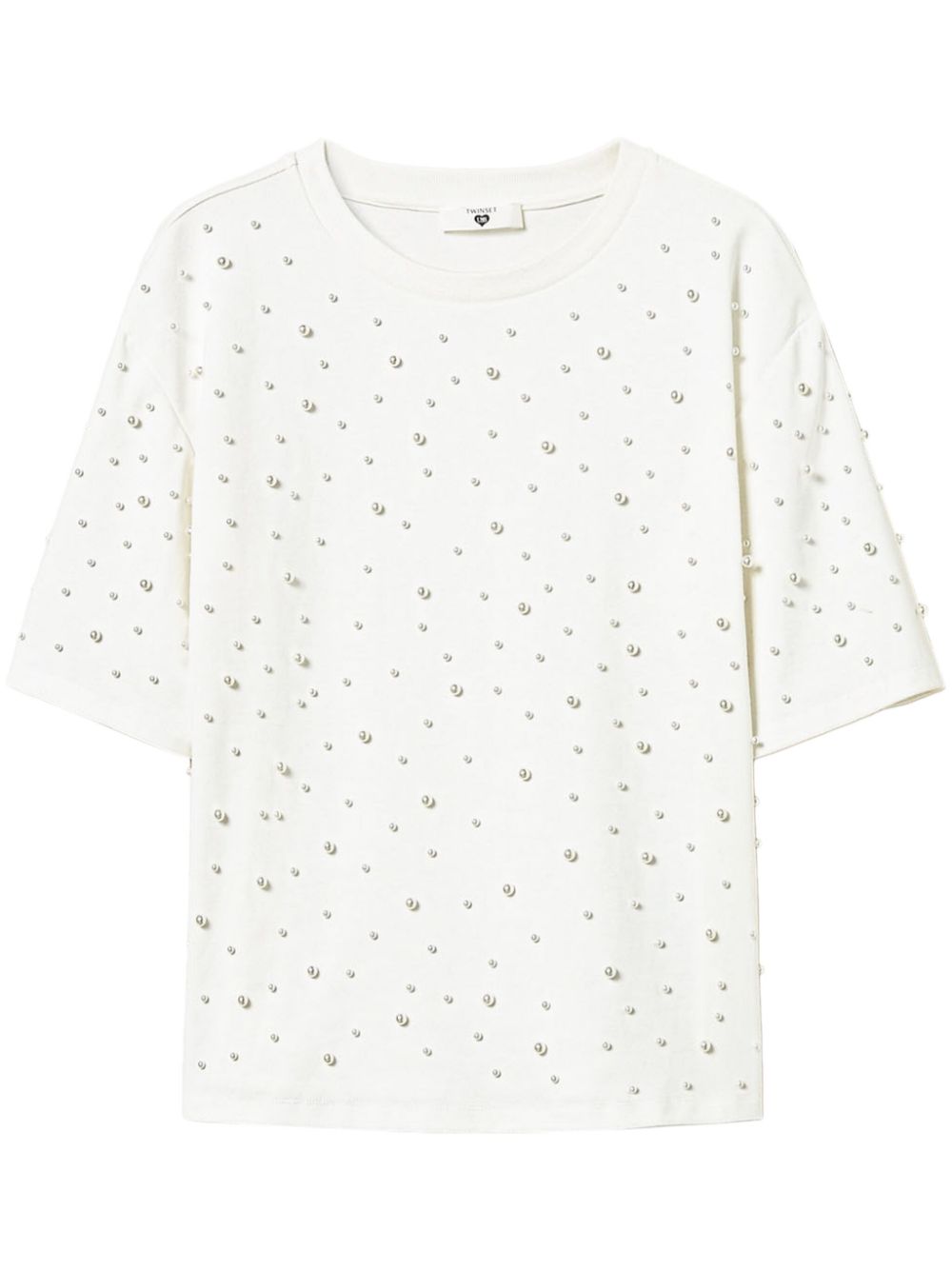 Pearl-detailing t-shirt - White