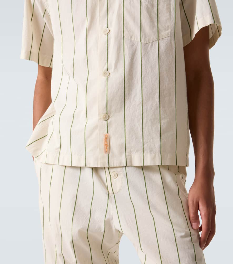 Celery striped cotton bowling shirt