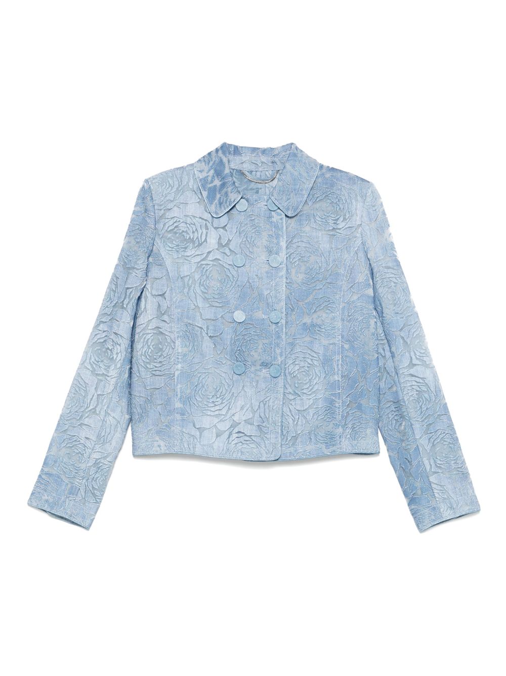 Devoré-effect double-breasted jacket - Blue