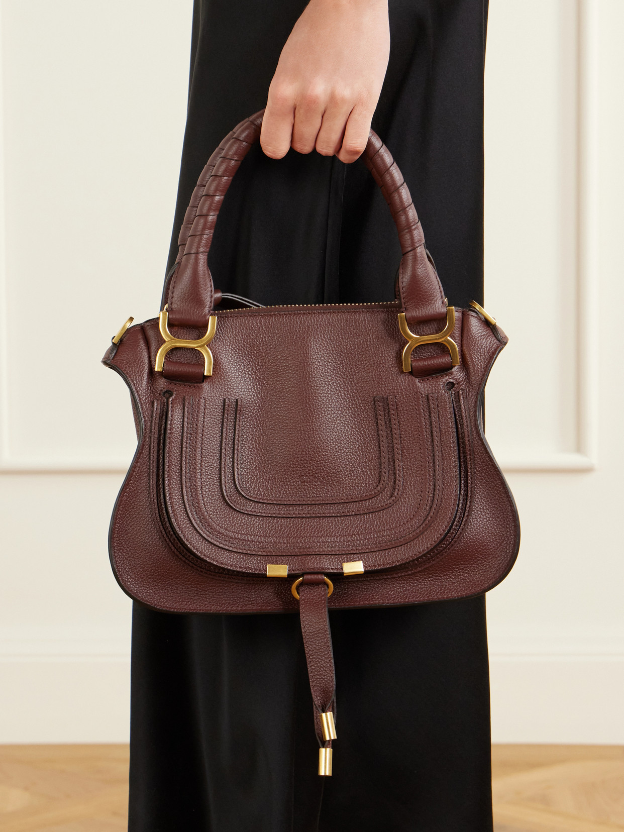 Marcie Medium Textured-leather Tote - Brown