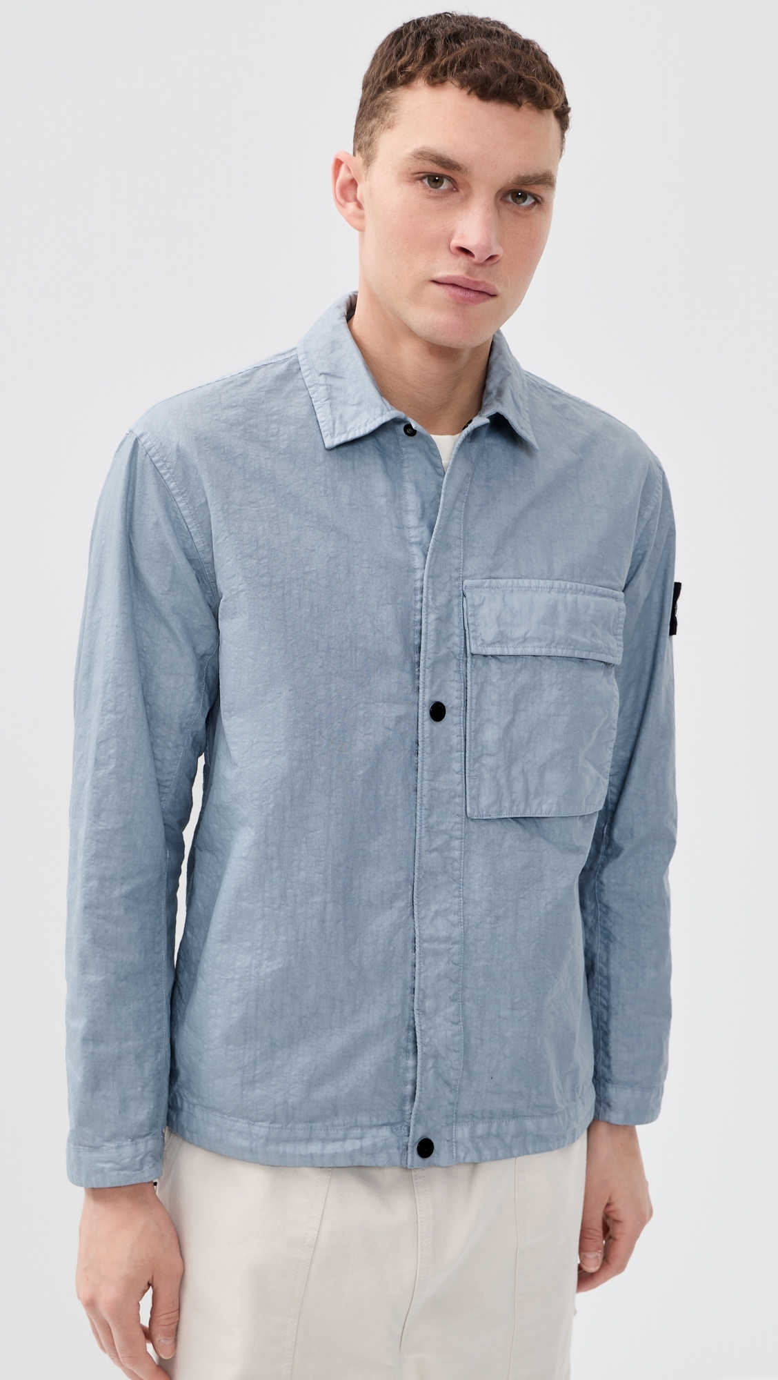 Nylon Garment Dyed Overshirt Dark Blue
