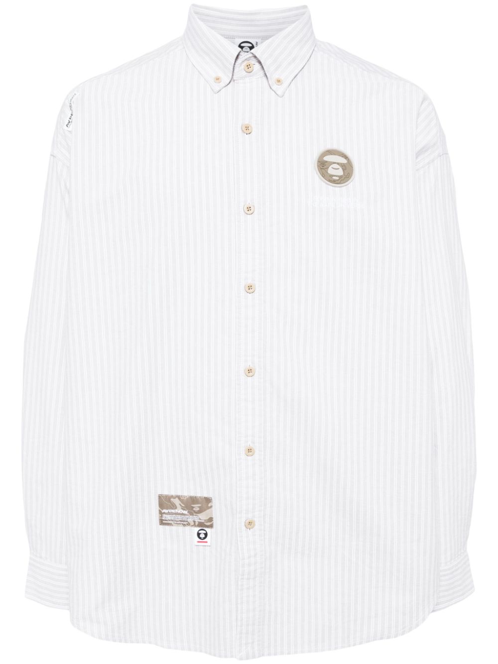 Logo-patch striped shirt - Blue