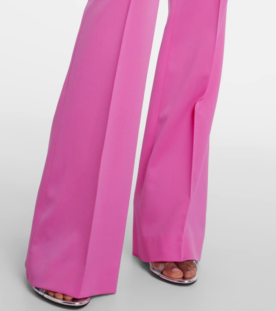 Embellished high-rise wool flared pants