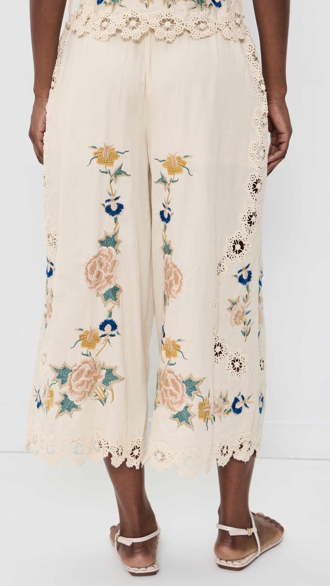 Adonna Embroidered Pants Cream