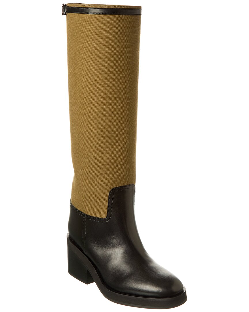 Yasmin 70 Canvas & Leather Knee-High Boot