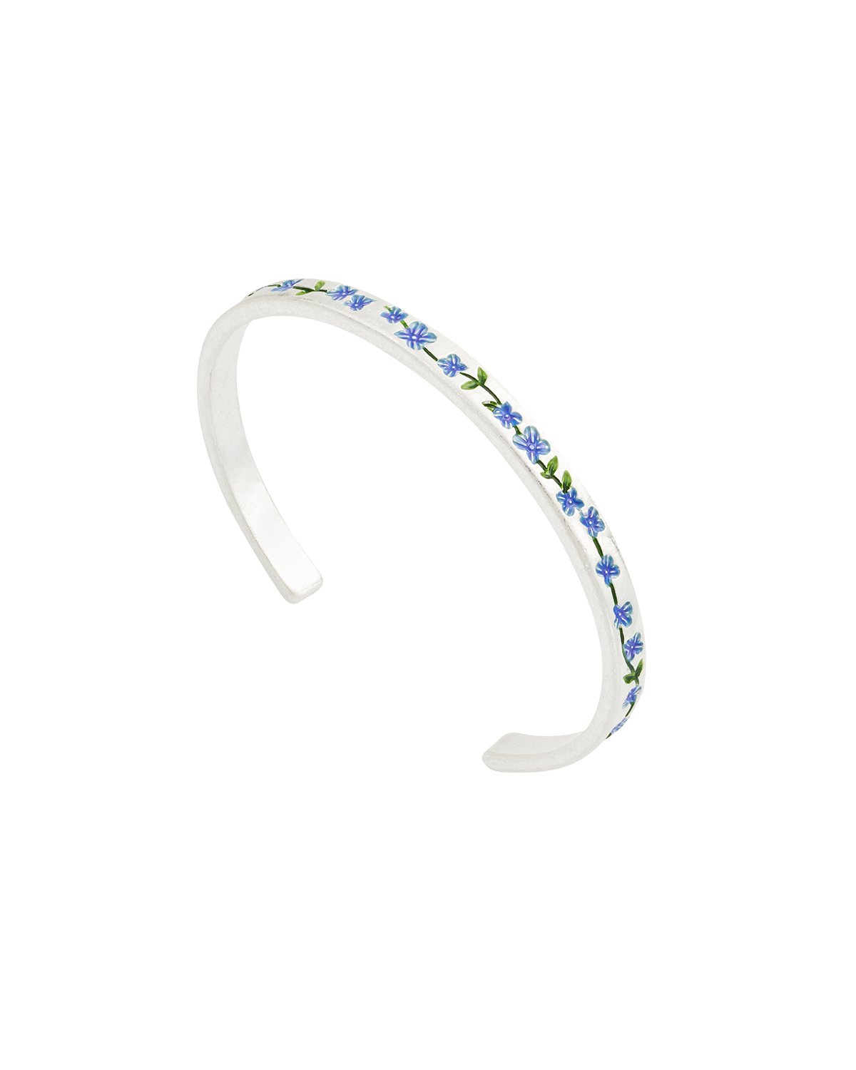 Fable England Silver Forget Me Not Bangle | Women's Jewellery