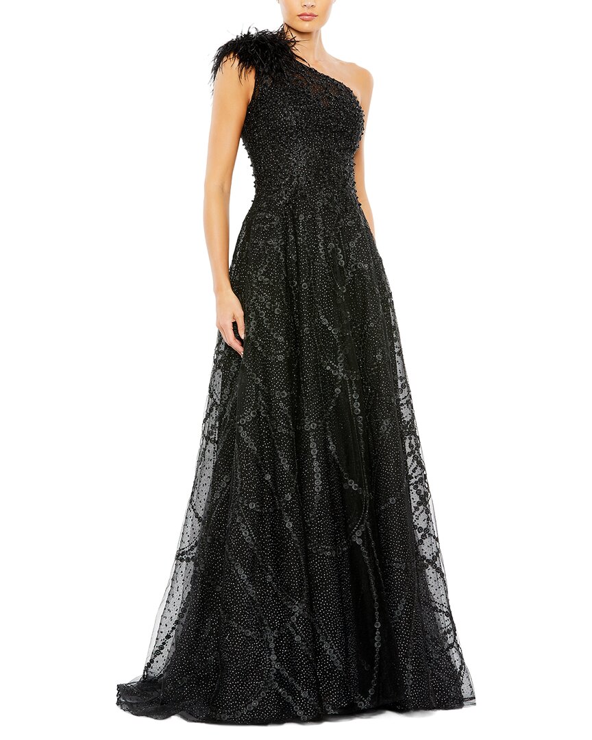 Embellished One Shoulder A Line Gown