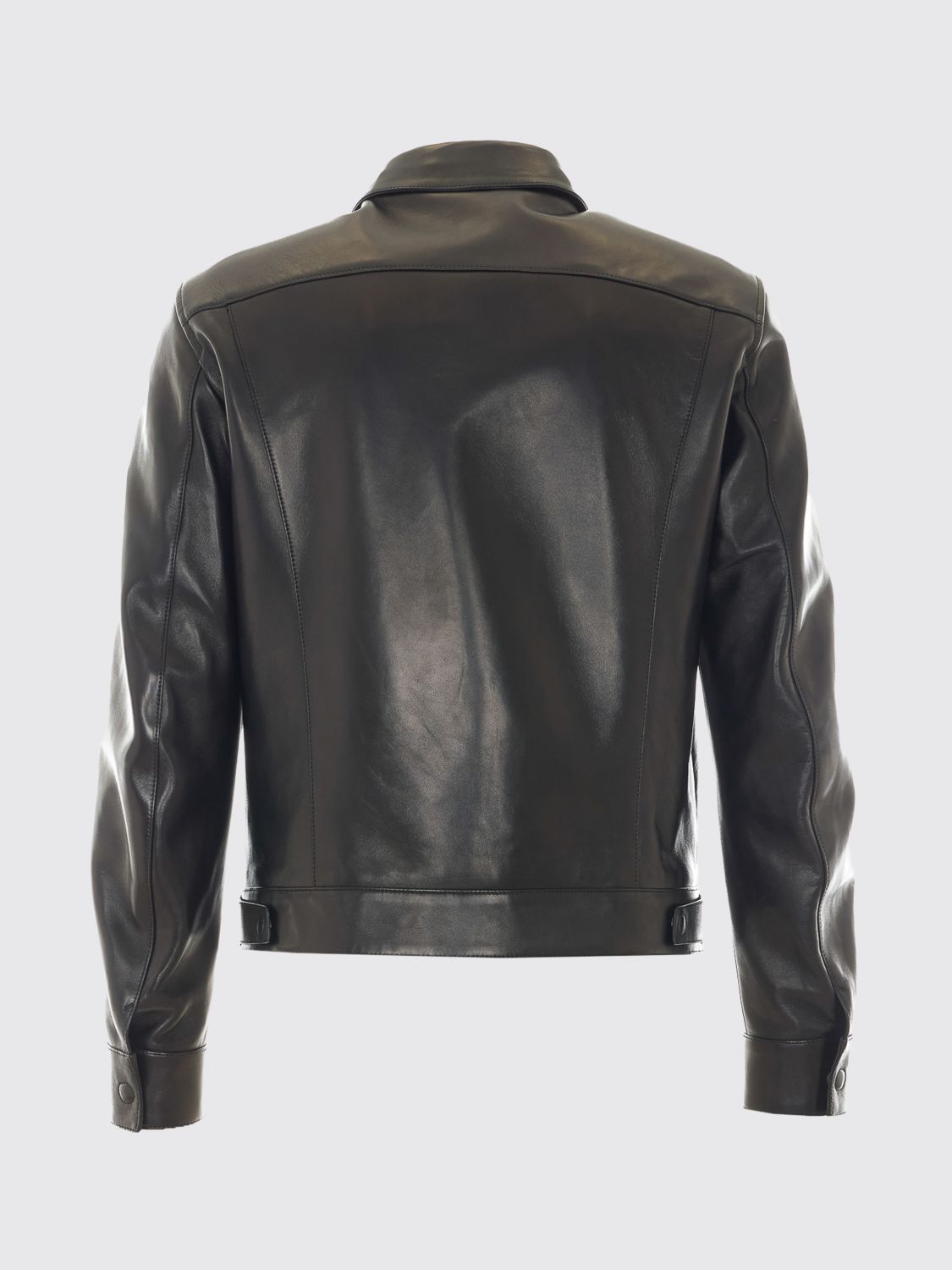 Smooth Lambskin Leather Shirt Jacket with Zip Closure