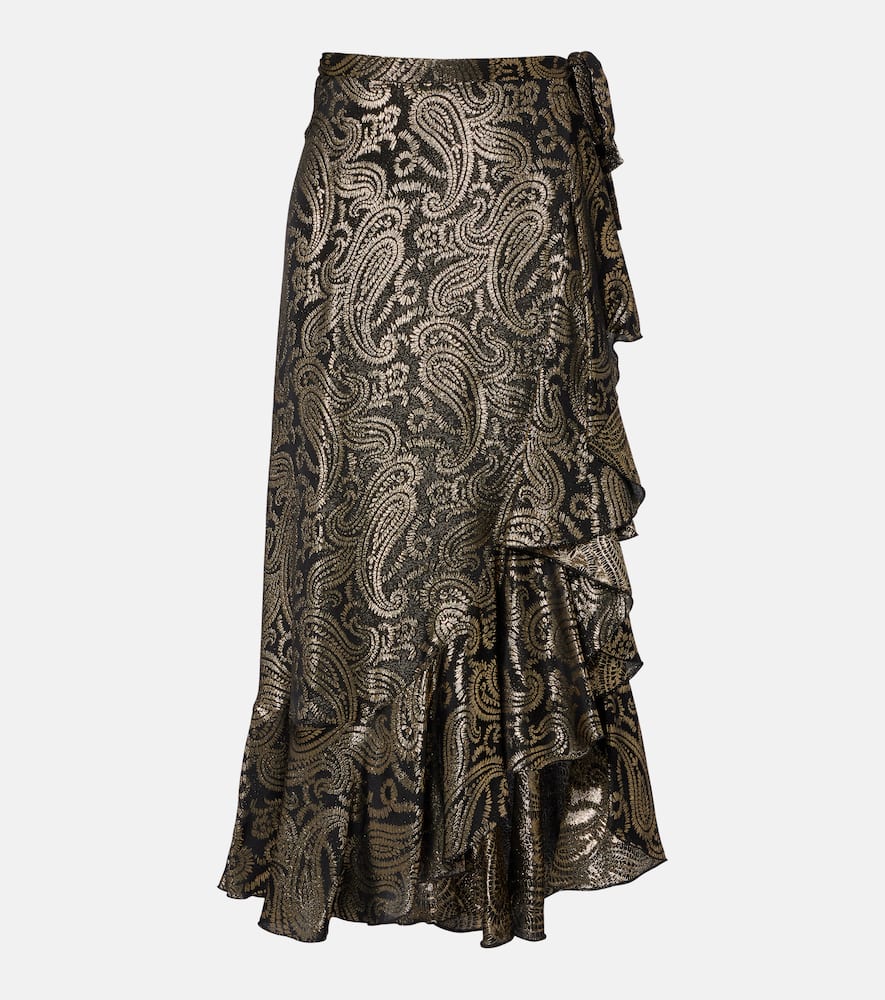 Paisley ruffled silk-blend maxi skirt