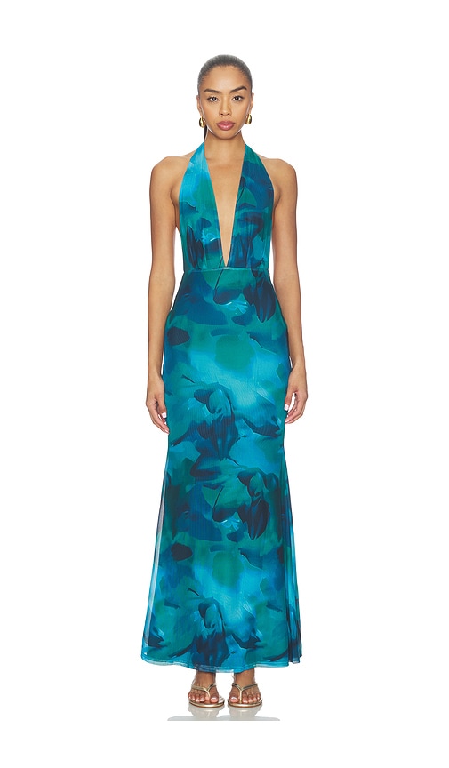 MORE TO COME Lailah Halter Maxi Dress in Blue. - XXS also in XS, S, M