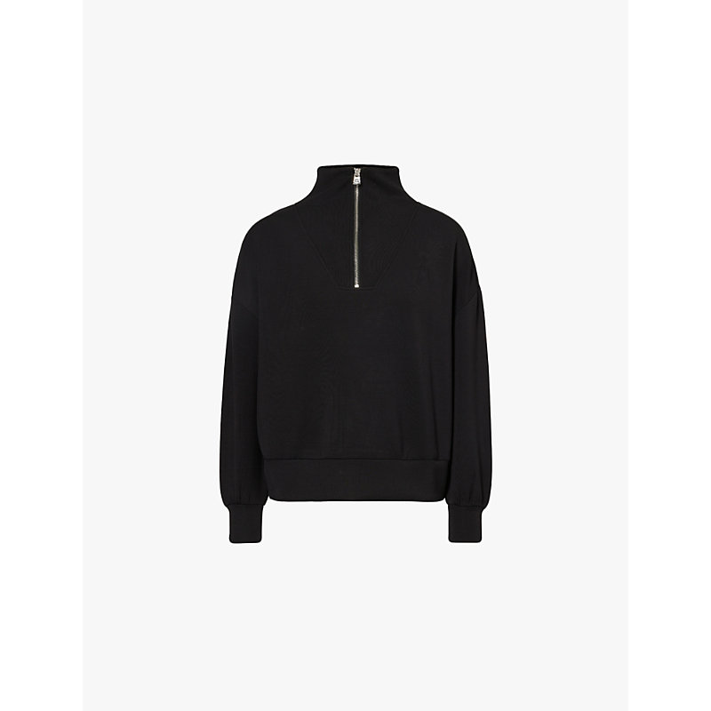 Womens Black Hawley Funnel-neck Stretch-woven Jersey Sweatshirt S
