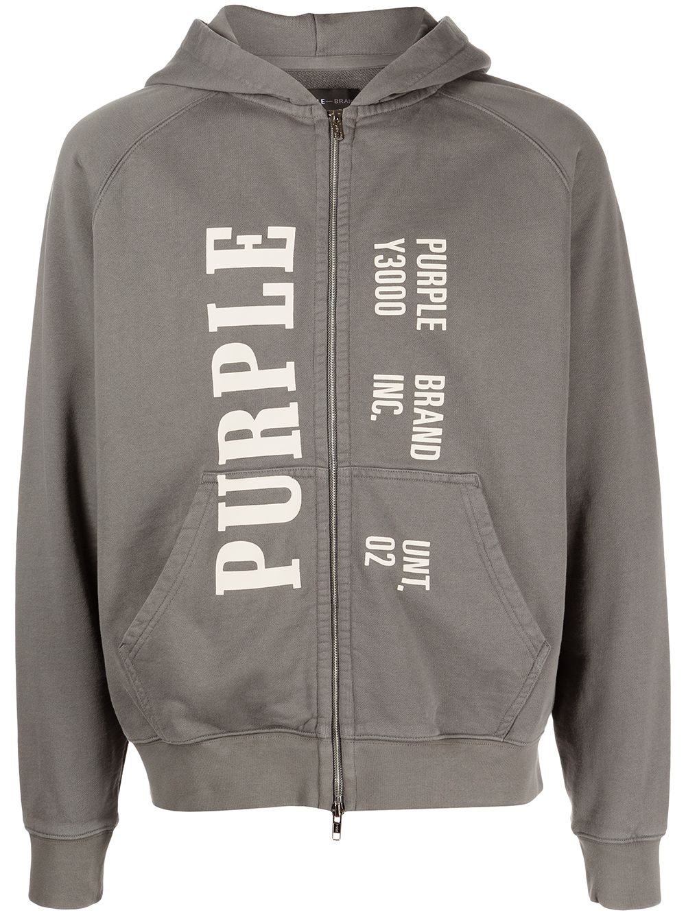 History logo-print zippered hoodie - Grey