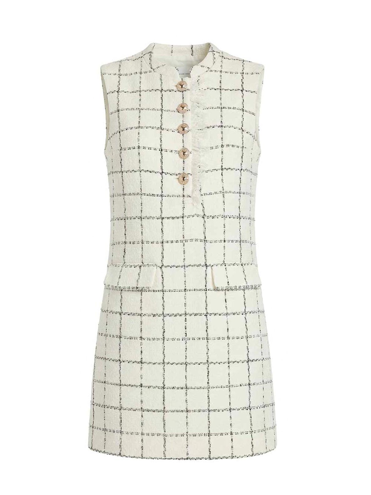 Check boucle lace trim mini dress