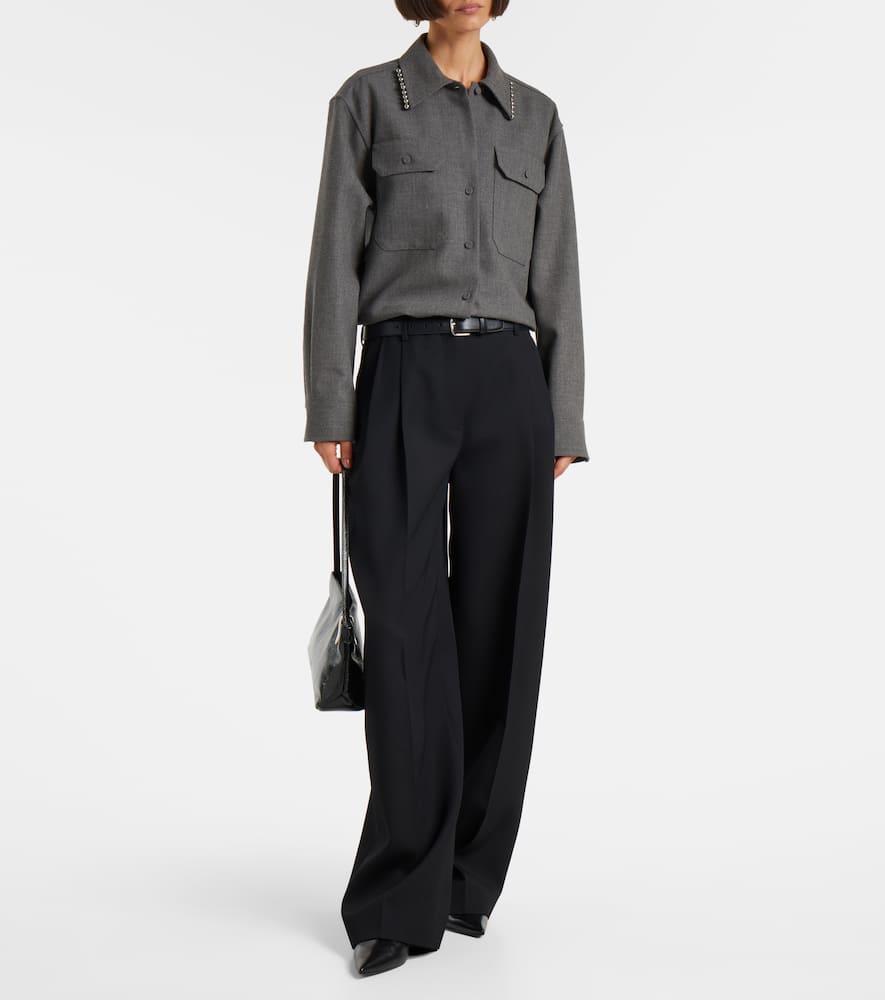 Beaded wool canvas shirt
