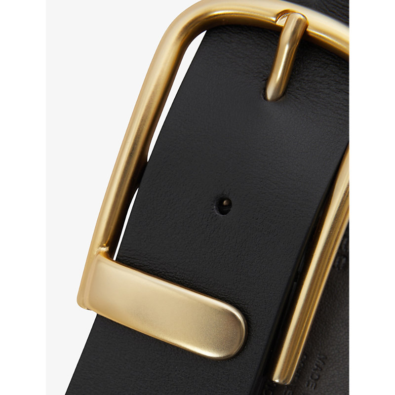 Womens Black Iyla Half-keeper Leather Belt
