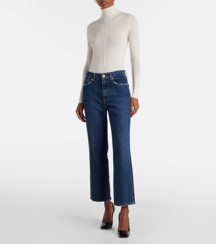 High-rise cropped straight jeans