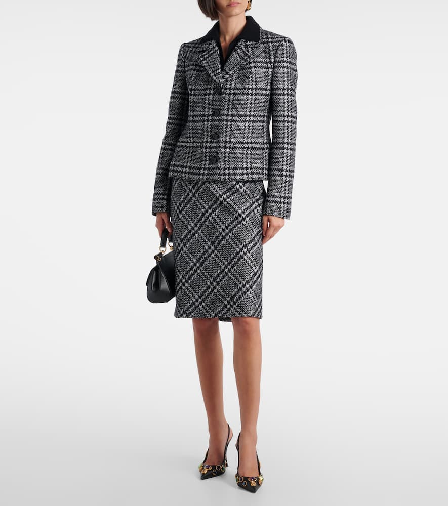 Checked wool, silk, and llama-blend jacket
