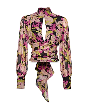 Floral-print long-sleeve blouse - Black
