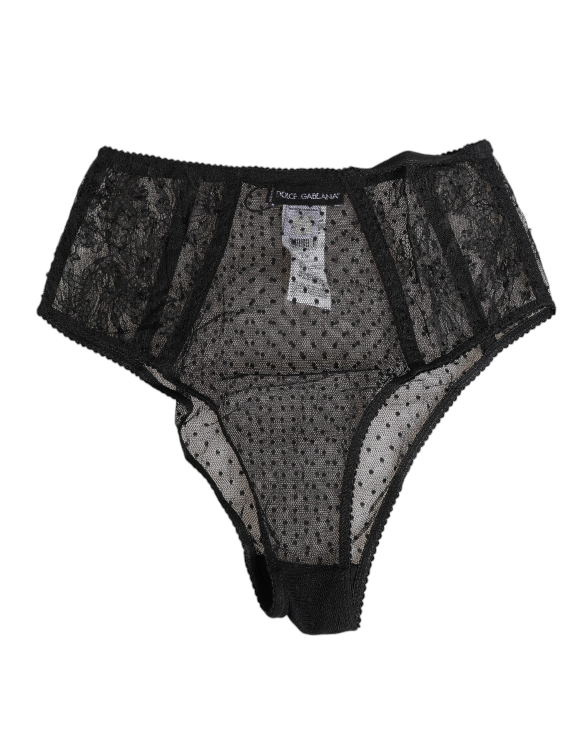 Lace Polka Dot Mesh Bodysuit — Black