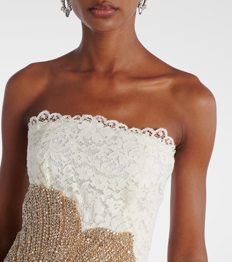 Hallis embellished lace cocktail dress