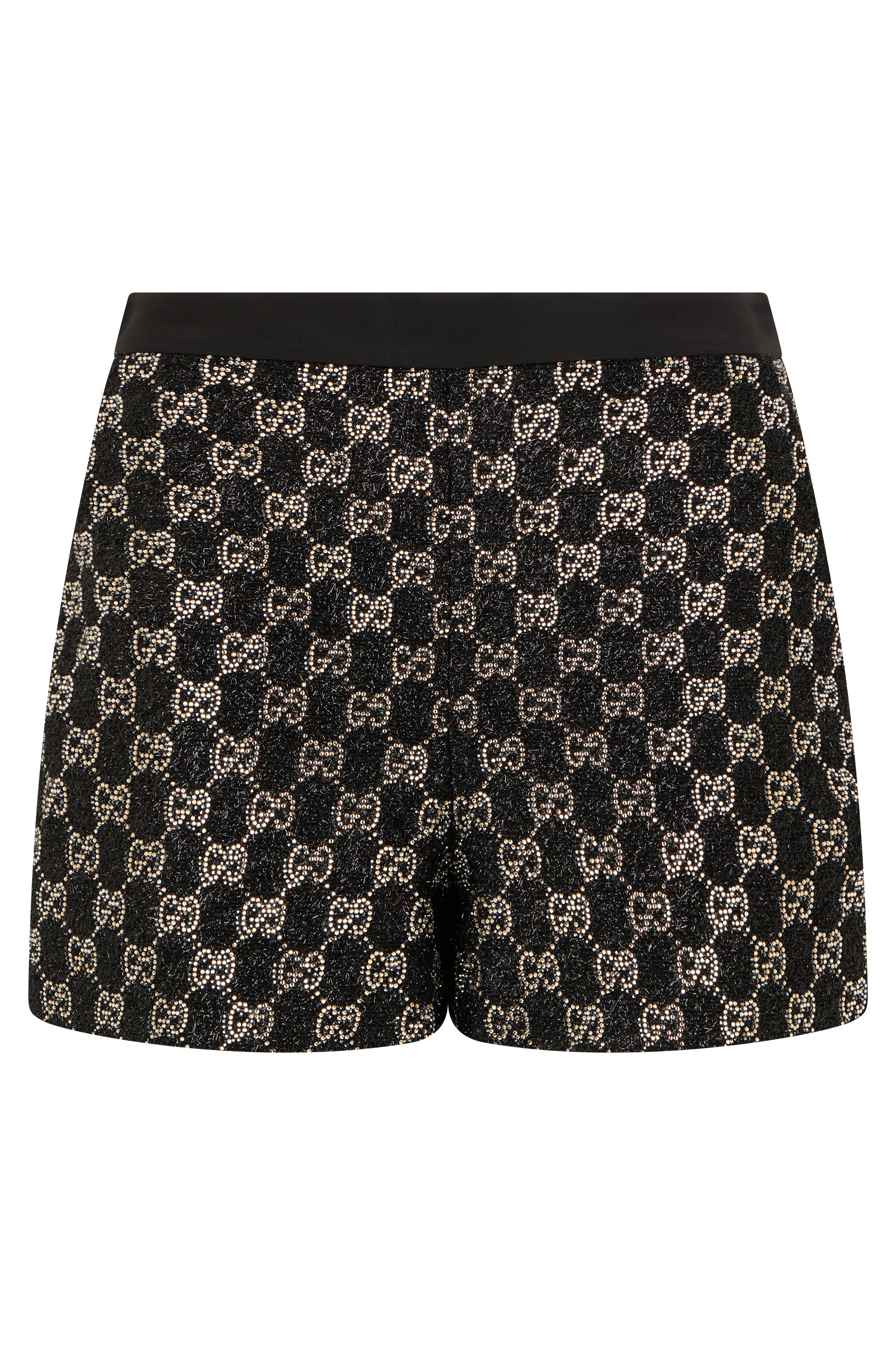 Embroidered Wool Tweed Lamé Shorts