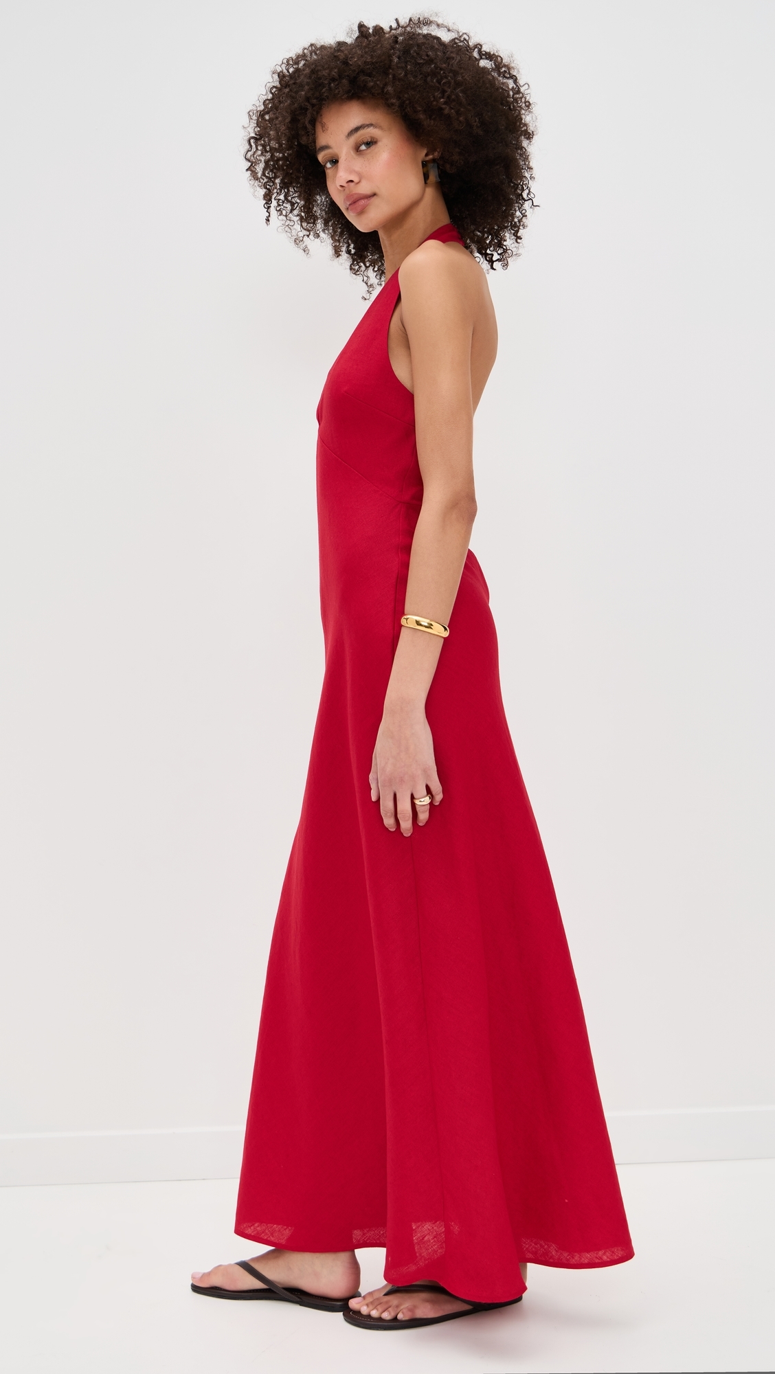 Reformation Delilah Linen Dress Lipstick