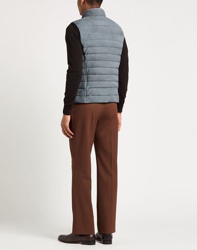 Man Vest Slate blue Size 44 Cow leather