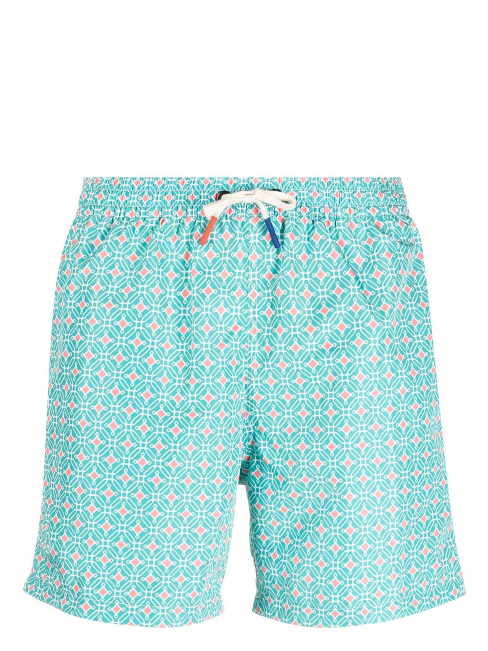 Geometric-print drawstring swim shorts - Green