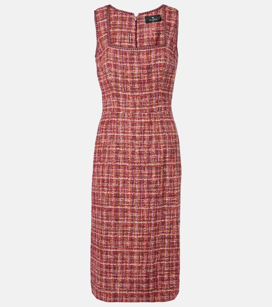 Paisley cotton and wool-blend midi dress