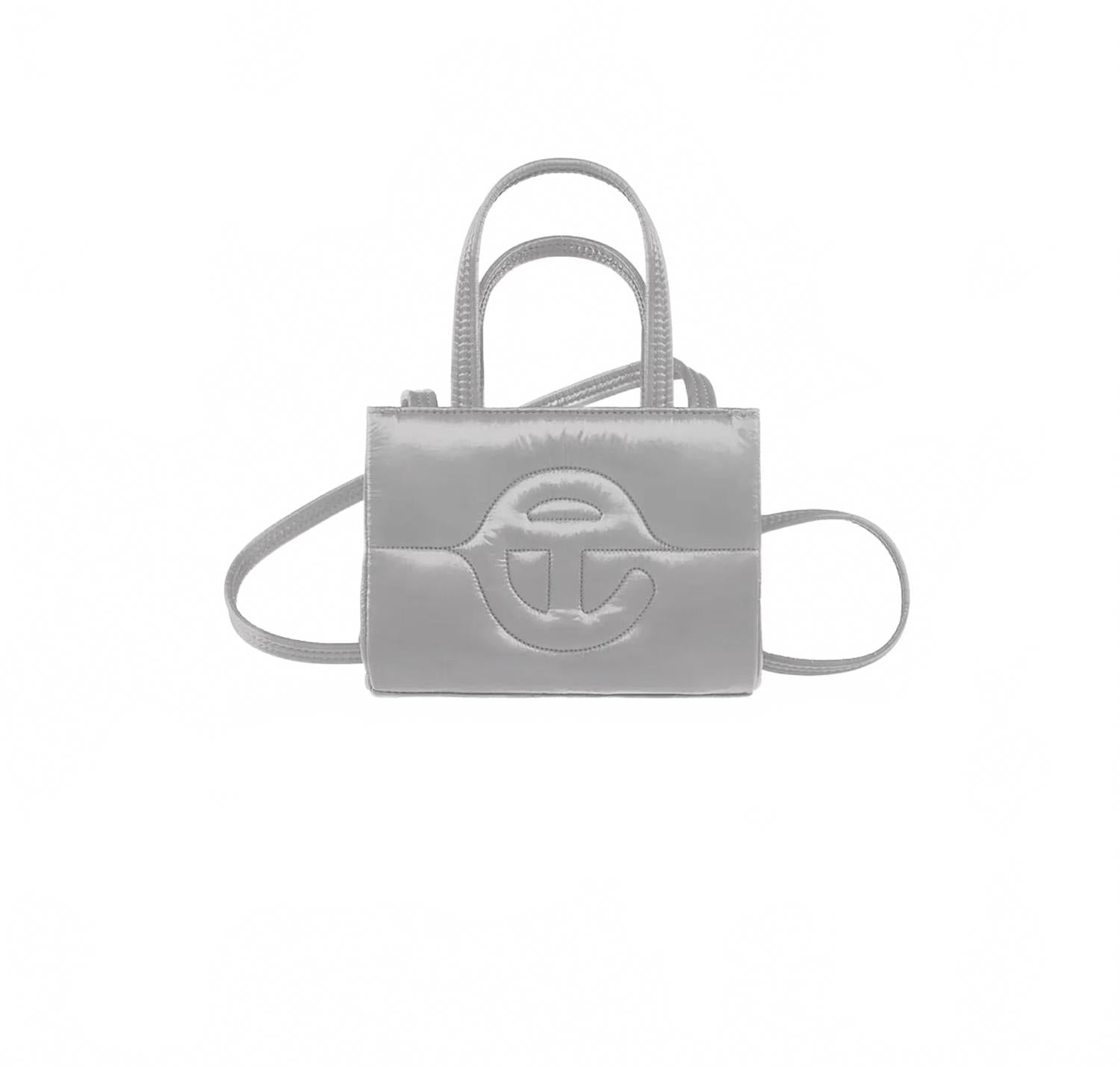 Small Puff Shopper Tote Crossbody Bag In Grey
