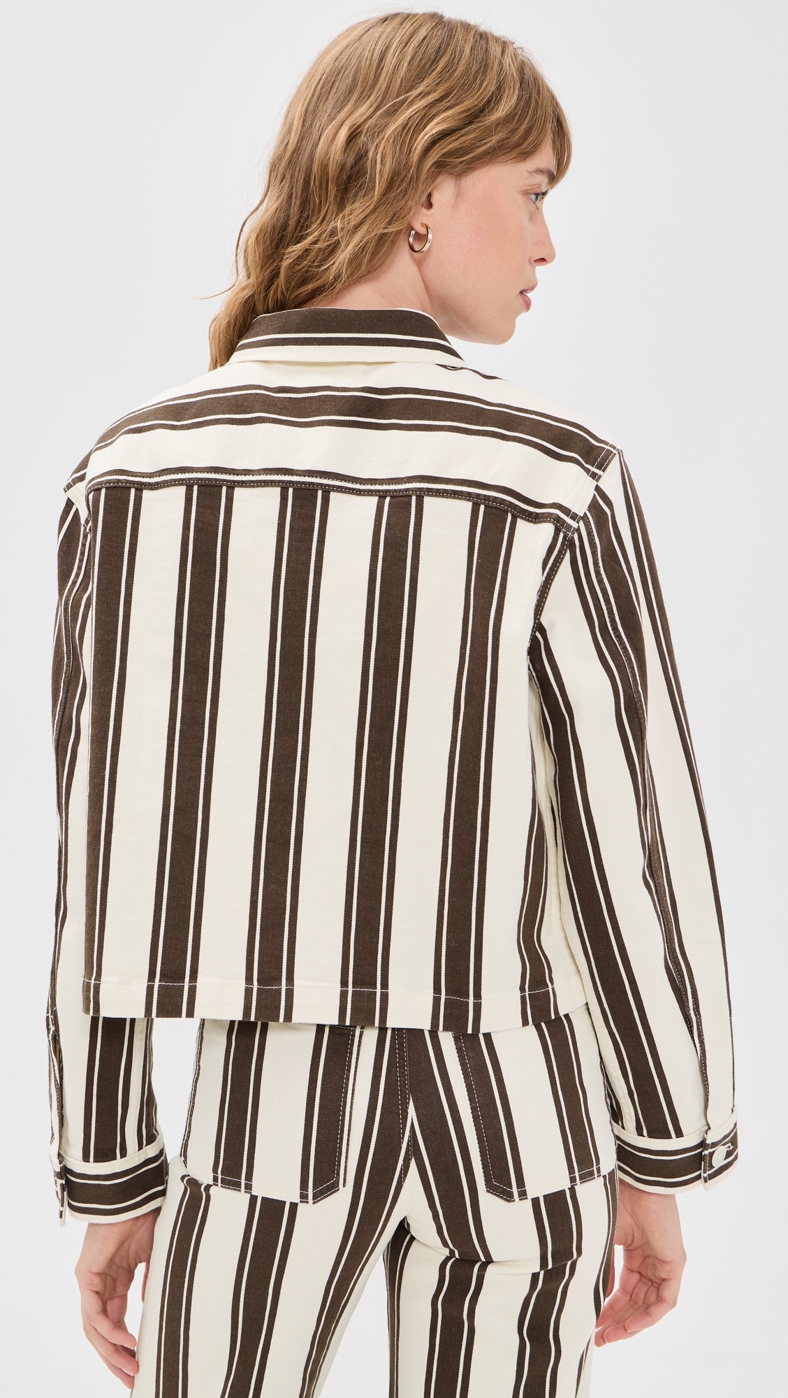 Fem Jacket Ivory & Brown Stripe