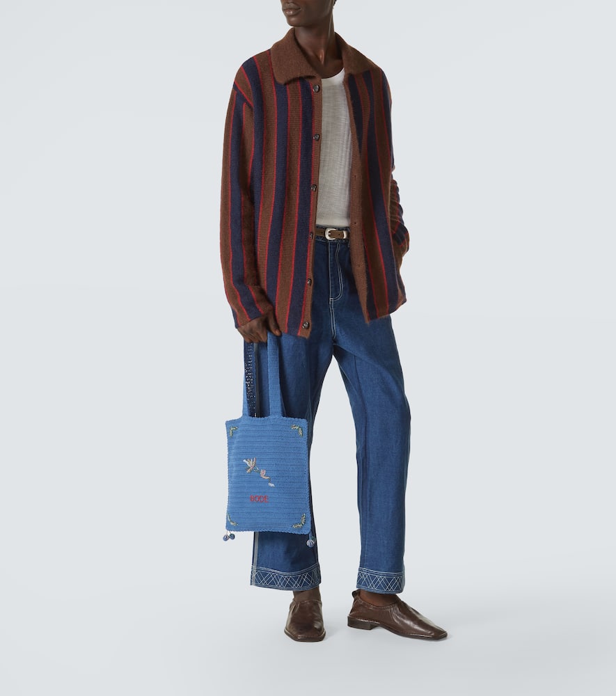 Bode Striped mohair-blend cardigan