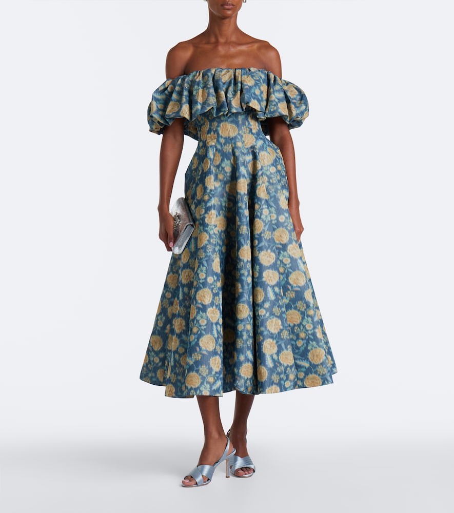 Freesia floral off-shoulder bustier dress