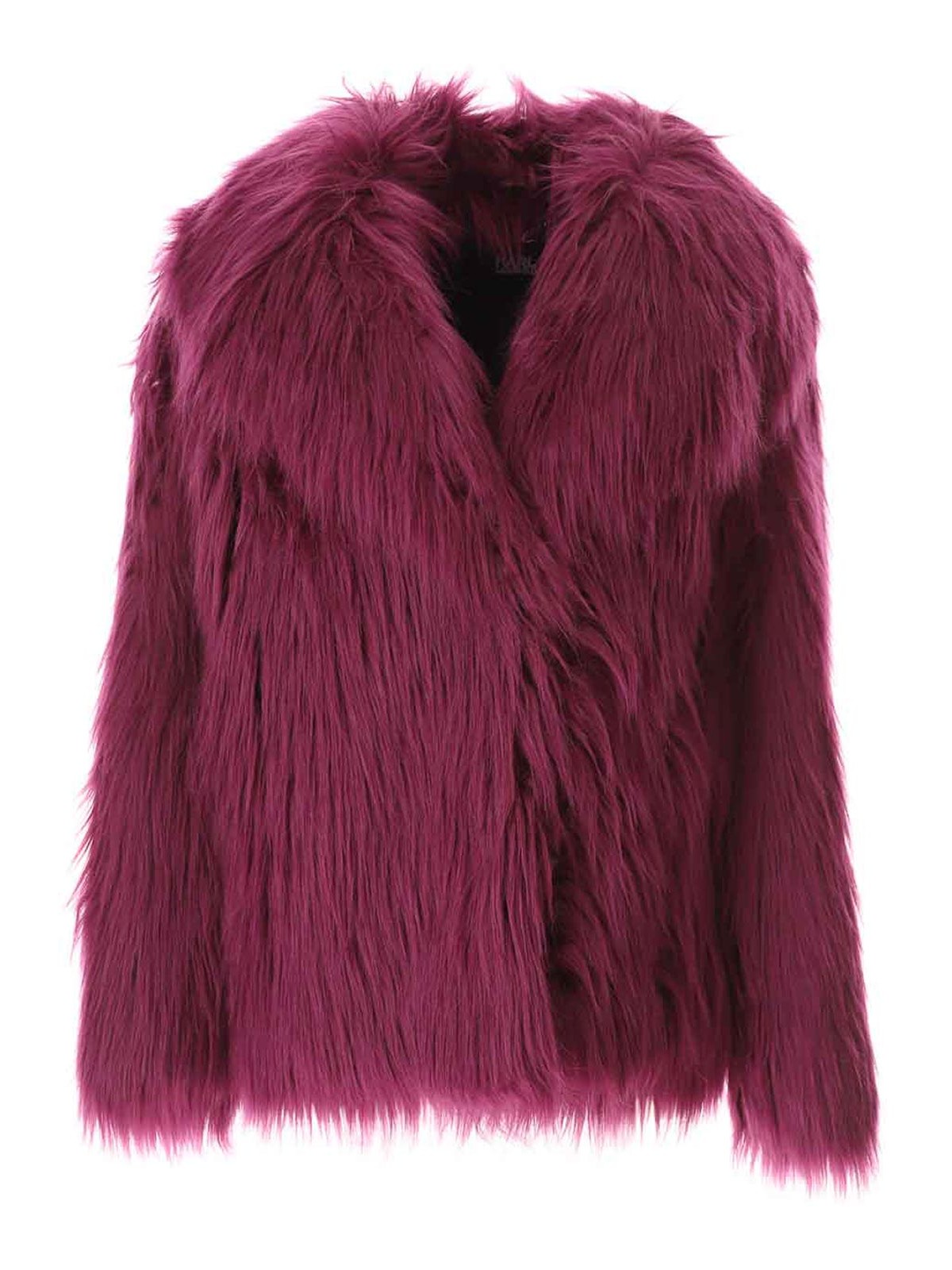 Faux-fur v-neck jacket - Purple
