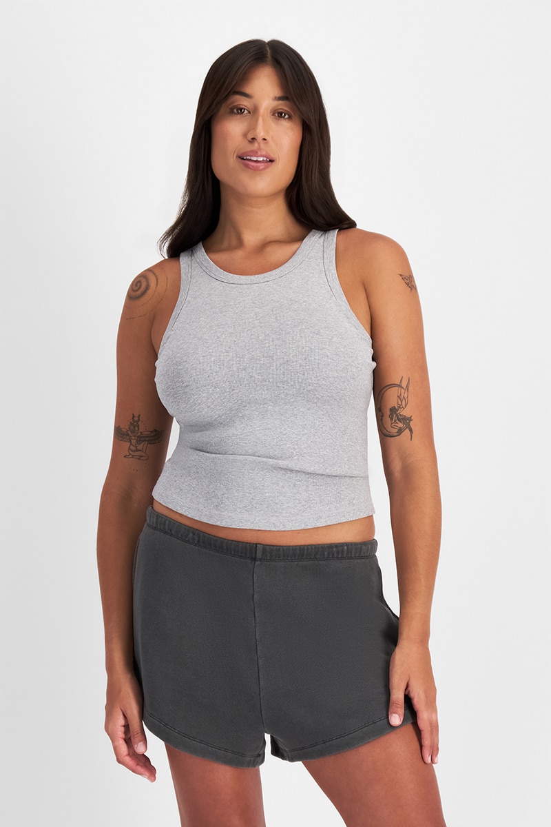 Women's Cotton Rib Bra Tank Top in Electric Marle