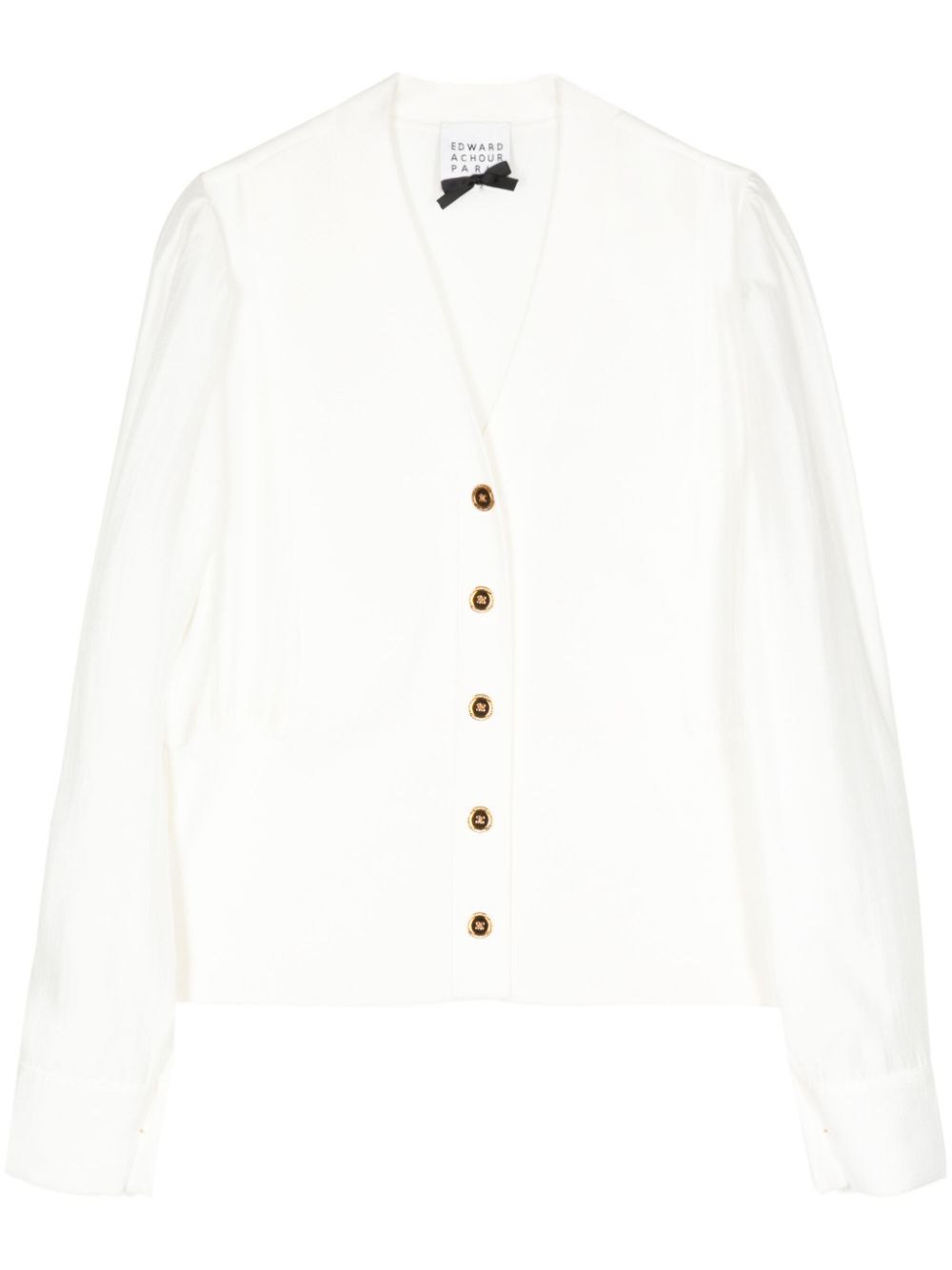 V-neck button-up cardigan - White
