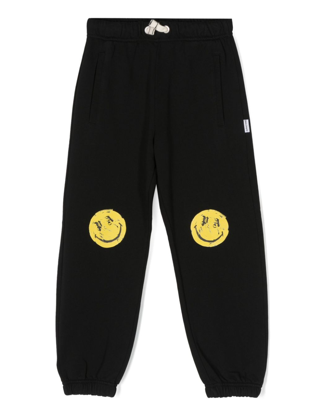 Smiley face-print drawstring track pants - Black