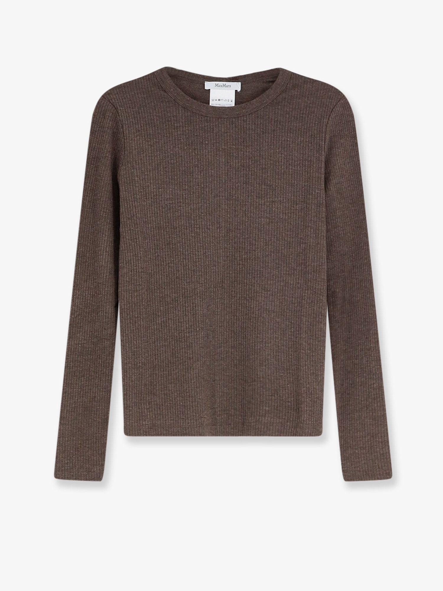 Ribbed Lyocell and Silk T-Shirt — Brown