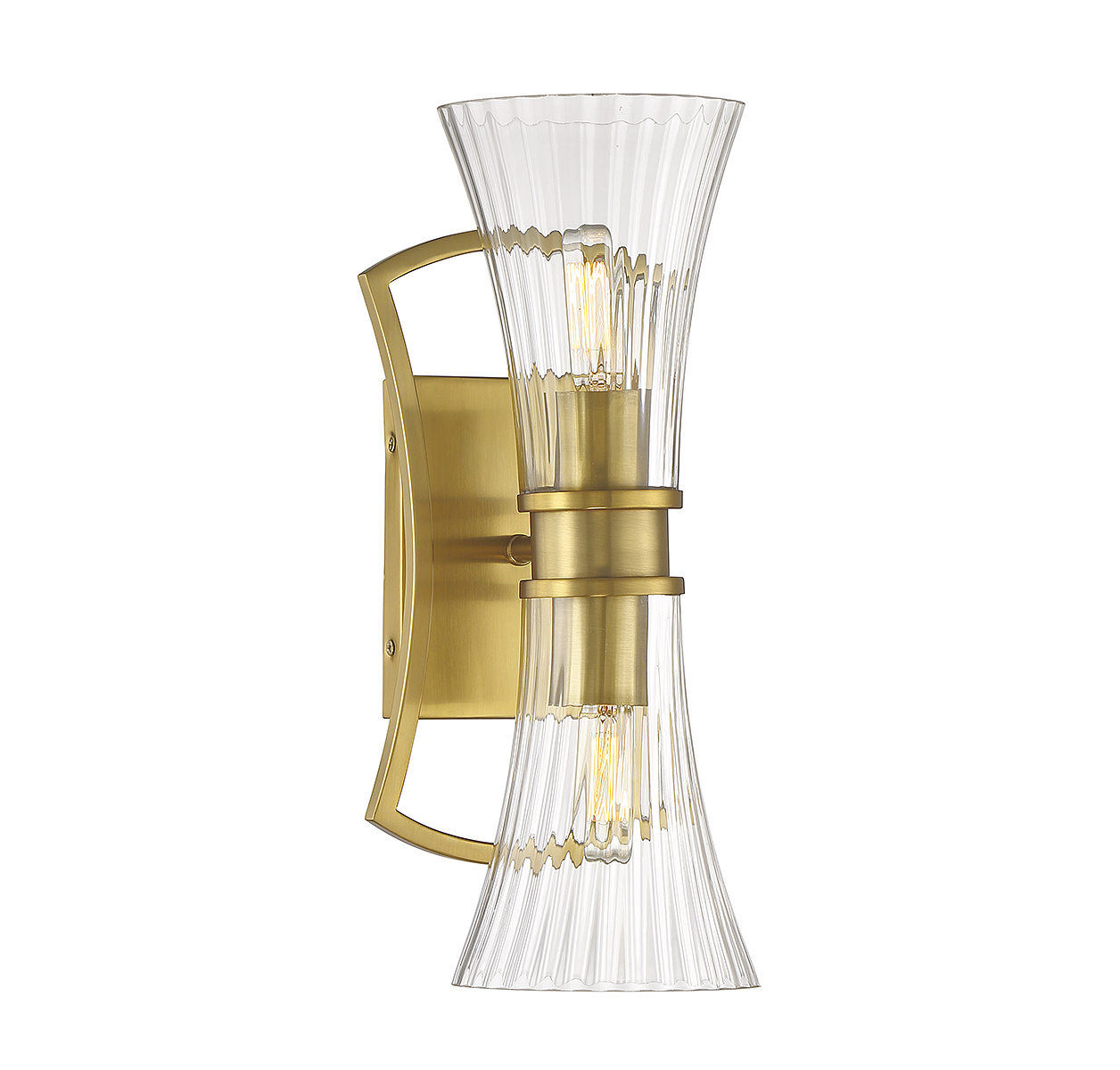 Warm Brass Two Light Wall Sconce from the Bennington Collection
