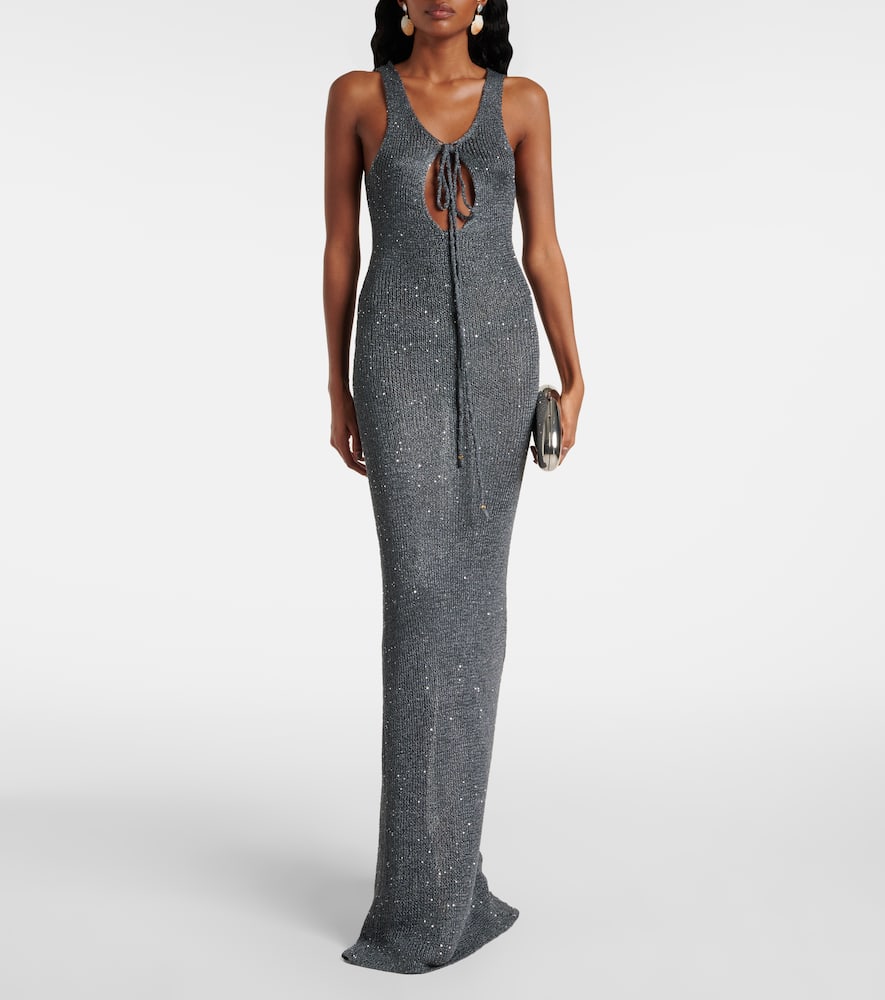 Jules sequined knitted maxi dress