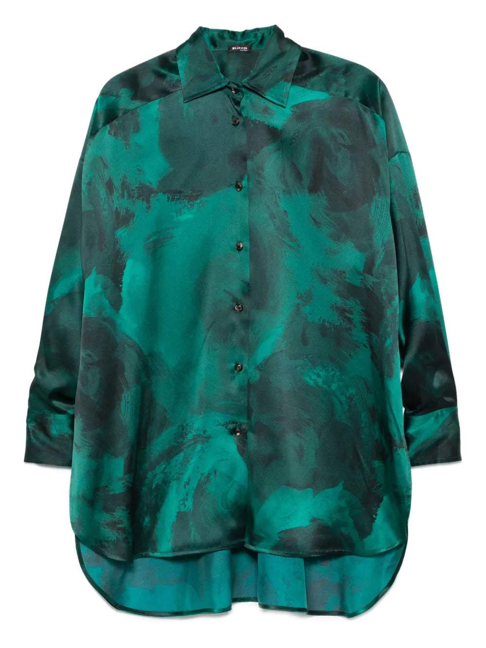 Abstract Print Silk Shirt — Green