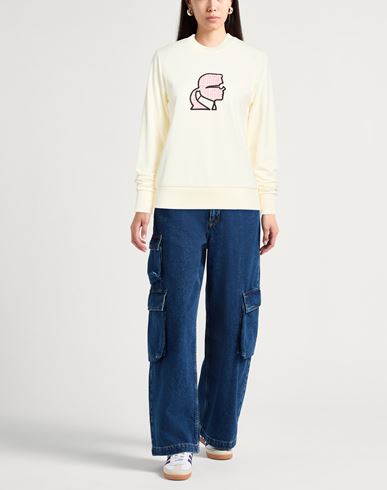 Woman Sweatshirt Cream Size L Cotton, Polyester