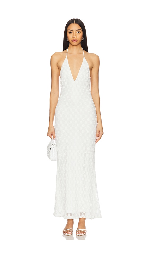 Bardot x REVOLVE Adoni Halter Mesh Midi Dress in White. Größe 6. Also in 10, 12