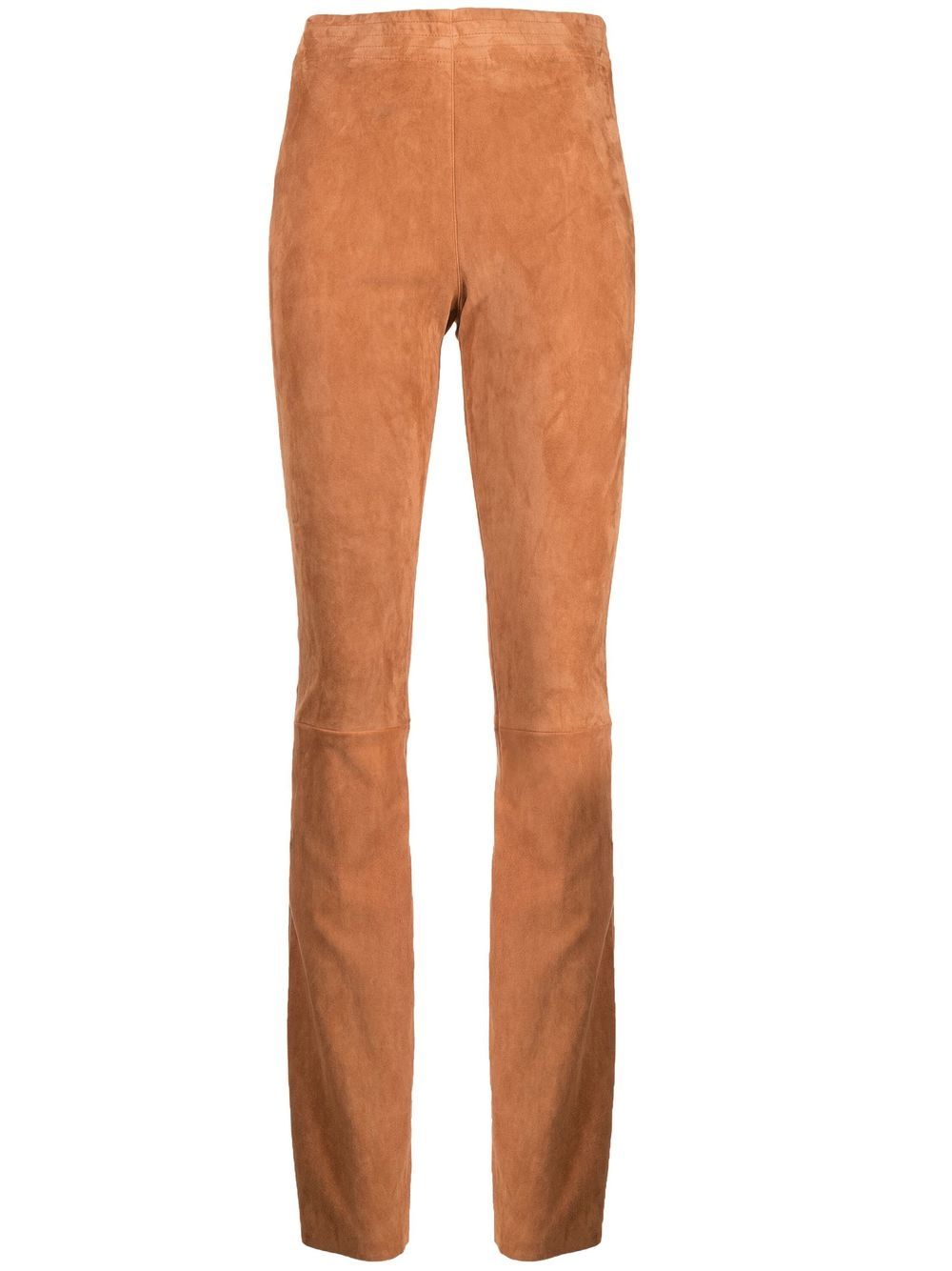 Flared suede stretch trousers - Brown